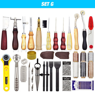 „Leathercraft“ įrankių rinkinys Profesionalus rankų siuvimo balno griovelio siuvimas Punch Drožybos darbo rinkiniai Įrankis „pasidaryk pats“ odiniams aksesuarams