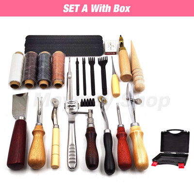 Profesionalūs odiniai įrankių rinkiniai, rankinis siuvimas, balno griovelio siuvimo perforavimas, drožyba, darbo dėžutės įrankis, skirtas „pasidaryk pats“ priedams