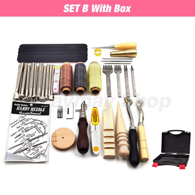 Profesionalūs odiniai įrankių rinkiniai, rankinis siuvimas, balno griovelio siuvimo perforavimas, drožyba, darbo dėžutės įrankis, skirtas „pasidaryk pats“ priedams