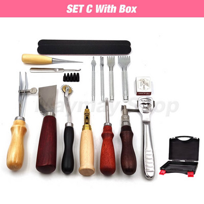 Profesionalūs odiniai įrankių rinkiniai, rankinis siuvimas, balno griovelio siuvimo perforavimas, drožyba, darbo dėžutės įrankis, skirtas „pasidaryk pats“ priedams