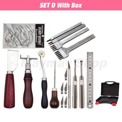 Profesionalūs odiniai įrankių rinkiniai, rankinis siuvimas, balno griovelio siuvimo perforavimas, drožyba, darbo dėžutės įrankis, skirtas „pasidaryk pats“ priedams