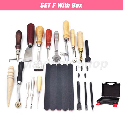 Profesionalūs odiniai įrankių rinkiniai, rankinis siuvimas, balno griovelio siuvimo perforavimas, drožyba, darbo dėžutės įrankis, skirtas „pasidaryk pats“ priedams