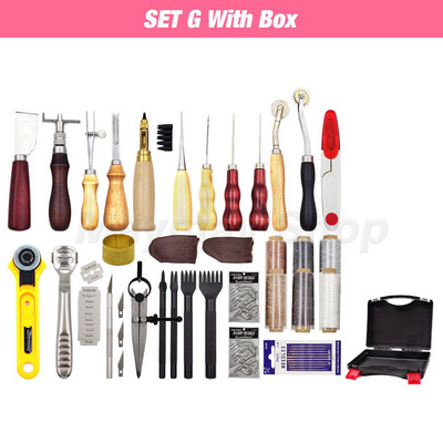 Profesionalūs odiniai įrankių rinkiniai, rankinis siuvimas, balno griovelio siuvimo perforavimas, drožyba, darbo dėžutės įrankis, skirtas „pasidaryk pats“ priedams