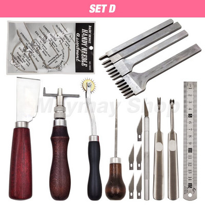 Profesionalūs odiniai įrankių rinkiniai, rankinis siuvimas, balno griovelio siuvimo perforavimas, drožyba, darbo dėžutės įrankis, skirtas „pasidaryk pats“ priedams