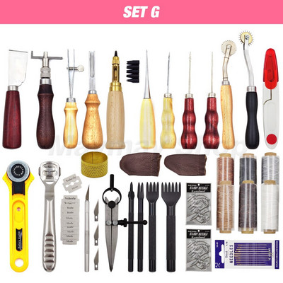 Profesionalūs odiniai įrankių rinkiniai, rankinis siuvimas, balno griovelio siuvimo perforavimas, drožyba, darbo dėžutės įrankis, skirtas „pasidaryk pats“ priedams