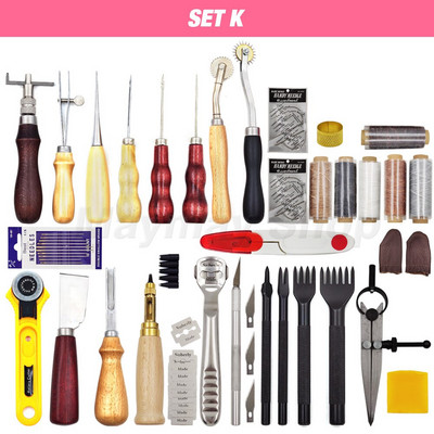 Profesionalūs odiniai įrankių rinkiniai, rankinis siuvimas, balno griovelio siuvimo perforavimas, drožyba, darbo dėžutės įrankis, skirtas „pasidaryk pats“ priedams