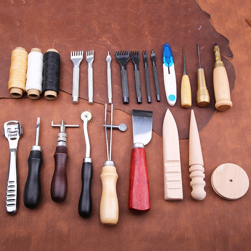 KAOBUY Επαγγελματικό κιτ εργαλείων χειροτεχνίας δερμάτινων εργαλείων Ράψιμο στο χέρι Ραπτική γροθιά σκάλισμα Εργασία Σετ Groover σέλας Αξεσουάρ Εργαλείο DIY