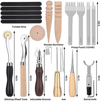 48 Κομμάτια Δερμάτινα Εργαλεία Εργασίας Κιτ και προμήθειες Όλα σε Ένα Δερμάτινα Εργαλεία Σφράγισης Χειροτεχνίας για Ράψιμο Δερμάτινη Χειροτεχνία