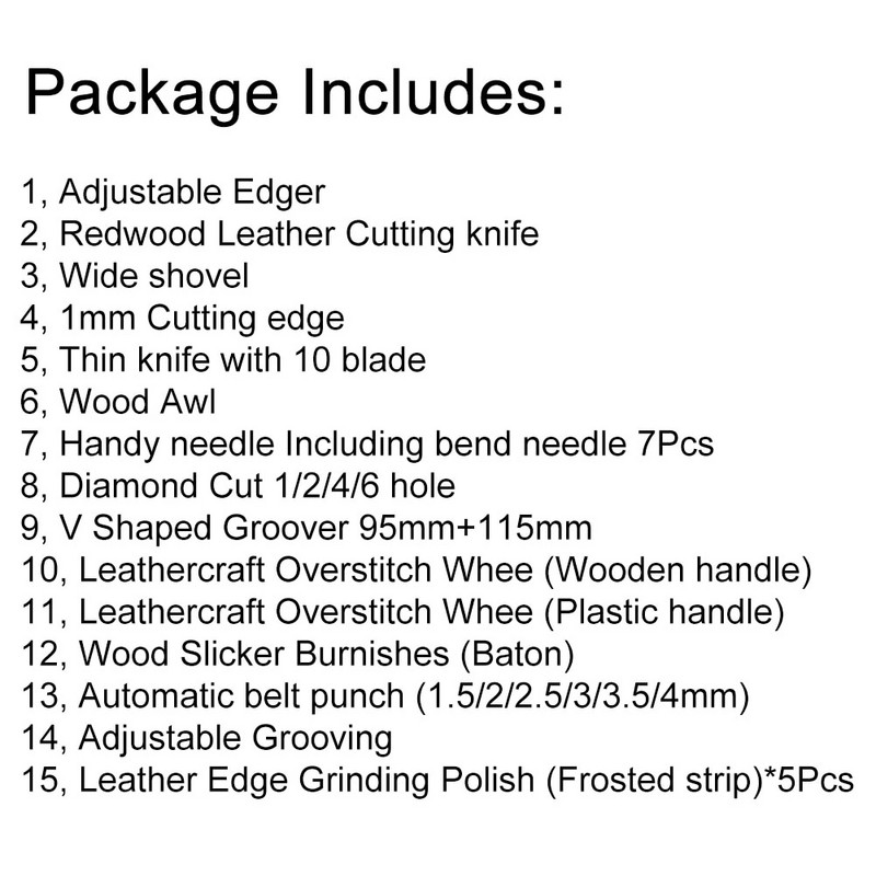 Setul de unelte din piele include un kit de tăiere cu pungă, cusut manual, canelura pentru cusături și covoraș de tăiat pentru începătorii de lucru cu piele.