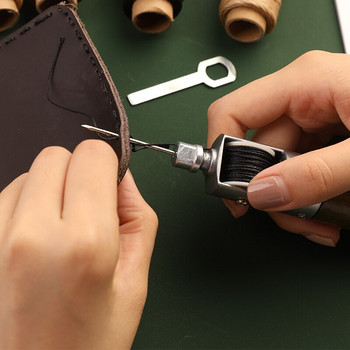 Fenrry 7Pcs Δερμάτινο κιτ κλωστών ραπτικής με κερωμένο νήμα Χειροκίνητη ραπτομηχανή Speedy Stitcher Leather Craft Titching Tools