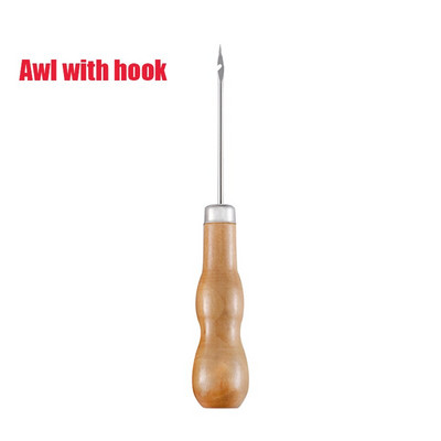 MIUSIE 1 tk lõuendjalatsite parandustööriist puidust käepidemega stantsiga roostevabast terasest peaga nahast õmblustööriista aukude valmistaja koonus