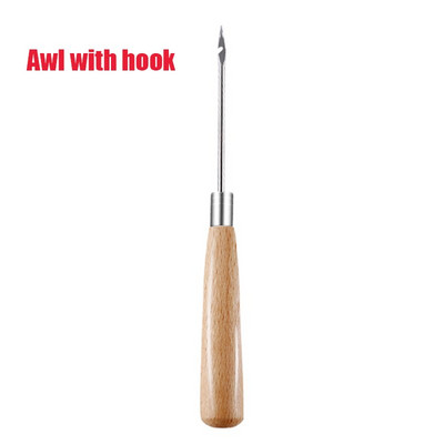 MIUSIE 1 tk lõuendjalatsite parandustööriist puidust käepidemega stantsiga roostevabast terasest peaga nahast õmblustööriista aukude valmistaja koonus