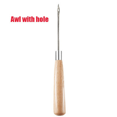 MIUSIE 1 tk lõuendjalatsite parandustööriist puidust käepidemega stantsiga roostevabast terasest peaga nahast õmblustööriista aukude valmistaja koonus