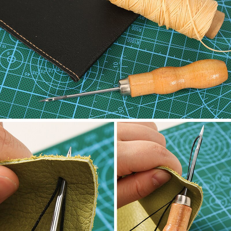 MIUSIE 1 tk lõuendjalatsite parandustööriist puidust käepidemega stantsiga roostevabast terasest peaga nahast õmblustööriista aukude valmistaja koonus