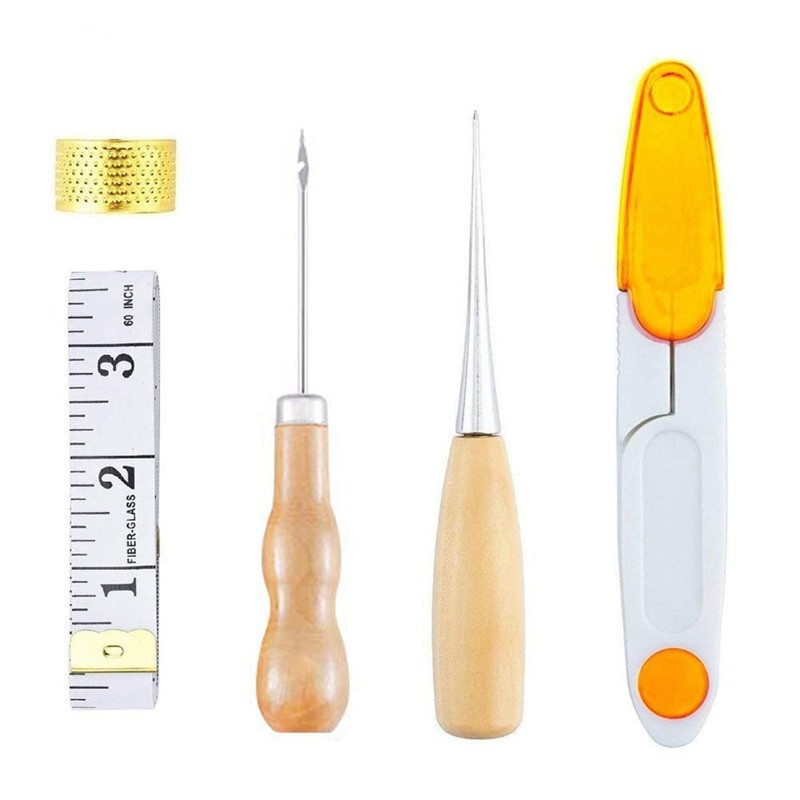 Σετ επισκευής ταπετσαρίας 29 πακέτου Δερμάτινο κιτ εργαλείων χειροτεχνίας Δερμάτινες βελόνες ραπτικής χειρός Κλωστή καμβά και βελόνες ταινία Μεγάλο-E