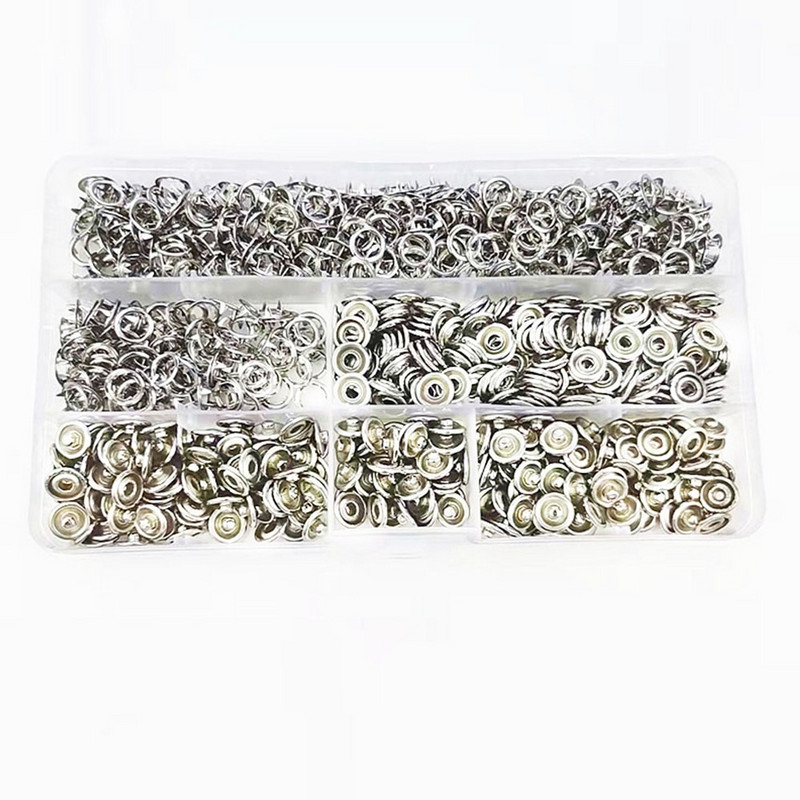 200 kompleta / puno 9,5 MM izdubljena kopča s pet kandži od nehrđajućeg čelika Snap gumb Zakovica Kapa + alat za bušenje Kliješta