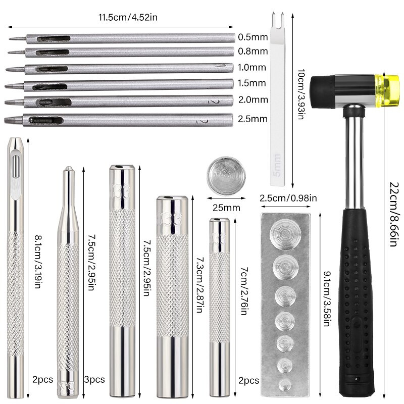 MIUSIE Set de instrumente pentru ciocan de instalare din piele, din piele, din oțel inoxidabil, din oțel inoxidabil