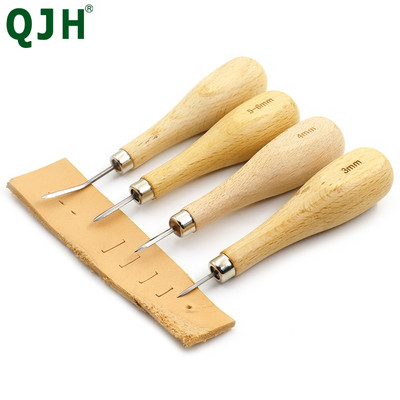 QJH Nahast käsitöö puidust rombist rombist tiib 3mm 4mm 5-6mm DIY nahast õmblemine õmblusvarras Nahast käsitöö löögitööriist