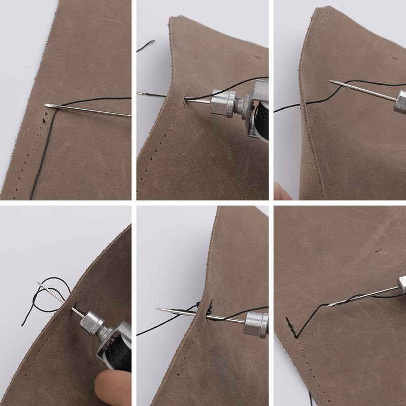 MIUSIE nahk käsitsi õmblemine Speedy Stitcher tööriistakomplekt vahatatud niit puidust käepidemega Awl nahast punch tööriist roostevabast terasest käärid