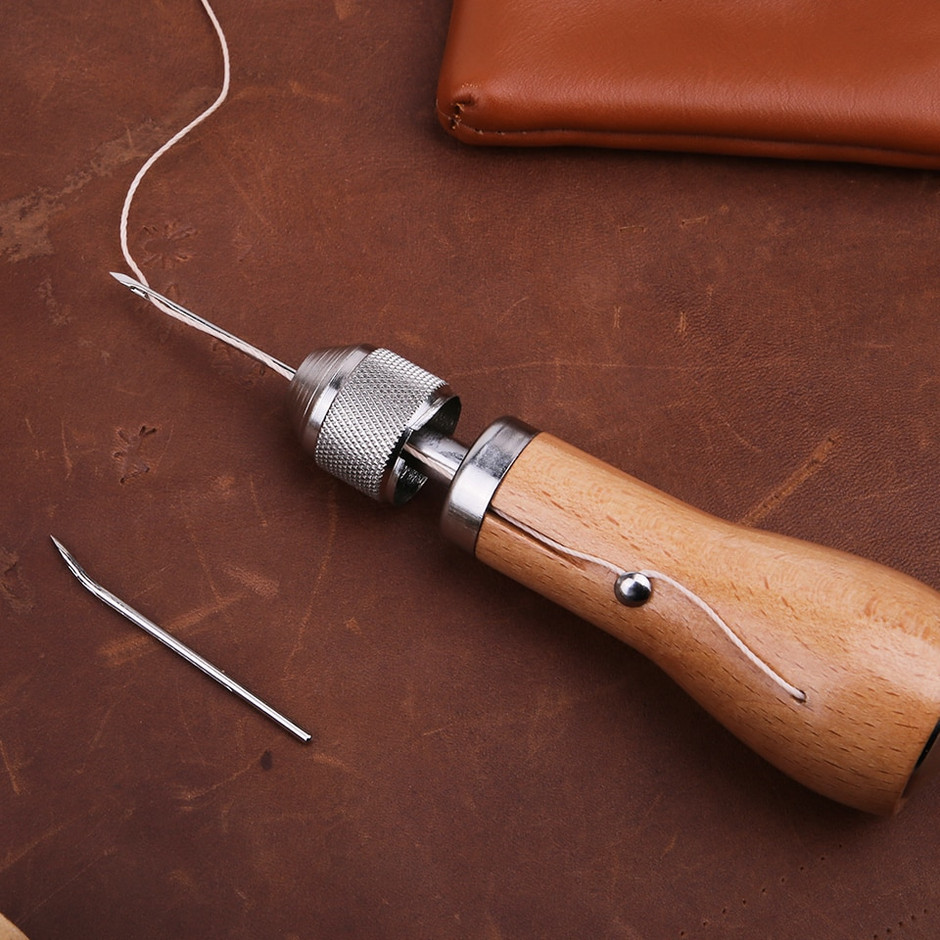 IMZAY Комплект инструменти за шиене на кожа Восъчен конец Прежда Ножици  Ръчна шевна машина Speedy Stitcher Kit Инструмент за ремонт на кожа Craft  Tool 
