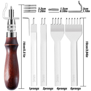 LMDZ 11PCS инструменти за шиене на кожа Направи си сам дърворезба Работен шев Комплект за занаяти Кожени аксесоари за начинаещи Инструменти за занаяти от кожа