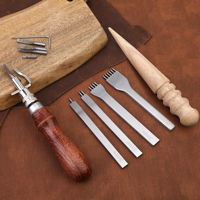 LMDZ 11PCS alata za šivanje kože DIY rezbarenje Radni šivanje Komplet kožnih dodataka za početnike Alati za izradu kože