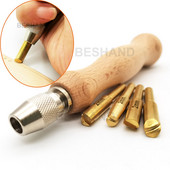 Ručni alati za izradu od kože Brizač Glava za rezanje Drvena ručka Mjedeni vrhovi za kožu Ručno izrađeni šavovi Žlijeb Ukrasna linija DIY