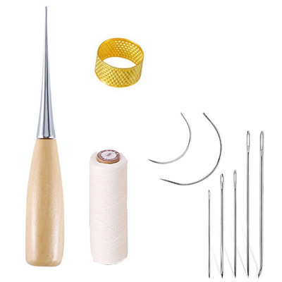Σετ ραπτικής δερμάτινη χειροτεχνία Κερωμένη κλωστή Βελόνες ραφής για αρχάριους δερμάτινες ταπετσαρίες επισκευή, ραφές, ράψιμο