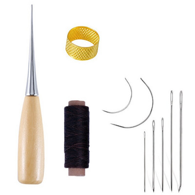 Σετ ραπτικής δερμάτινη χειροτεχνία Κερωμένη κλωστή Βελόνες ραφής για αρχάριους δερμάτινες ταπετσαρίες επισκευή, ραφές, ράψιμο