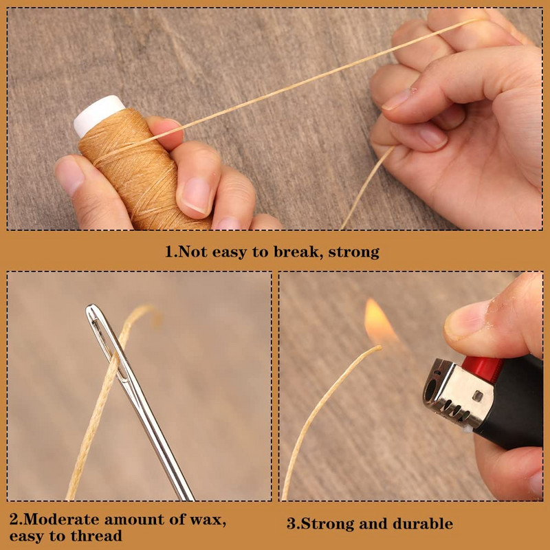 Σετ ραπτικής δερμάτινη χειροτεχνία Κερωμένη κλωστή Βελόνες ραφής για αρχάριους δερμάτινες ταπετσαρίες επισκευή, ραφές, ράψιμο
