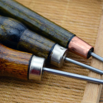 1PC Издръжлива професионална кожена дървена дръжка Шило Инструменти за кожени занаяти Шевни аксесоари Бърза доставка