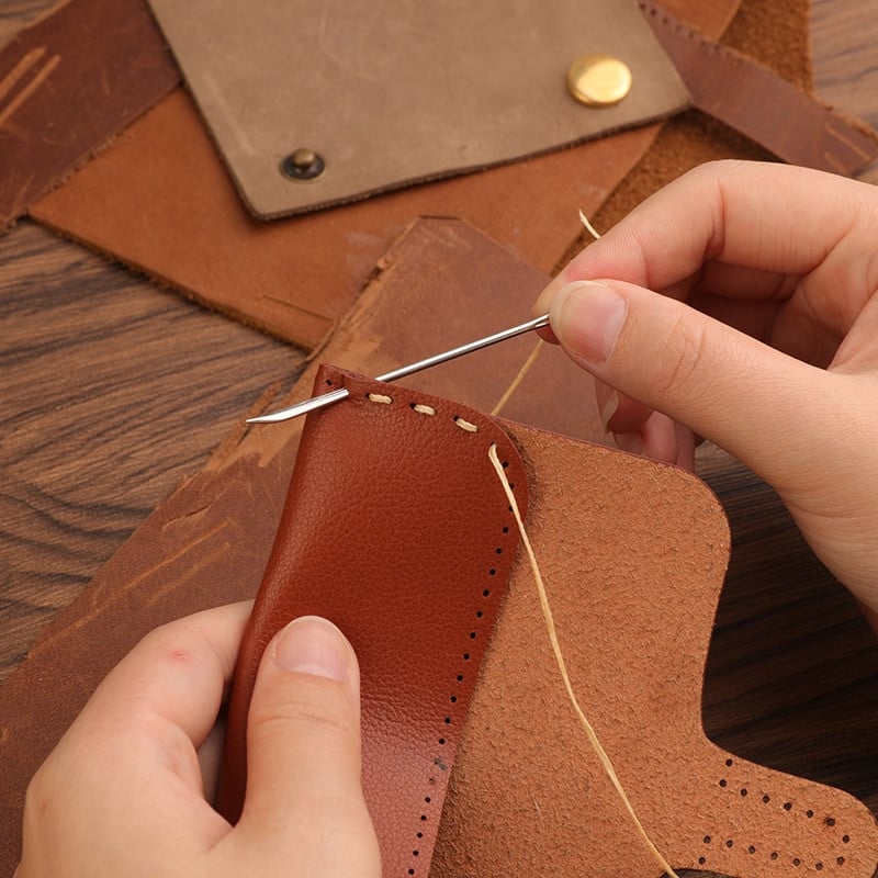 RORGETO odos siuvimo rinkinys su vaškuotu siūlu siuvimo yla antpirštis, odos adatos „pasidaryk pats“ odiniai amatų įrankiai, skirti batsiuviui taisyti