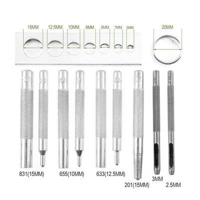 Σετ εργαλείων τοποθέτησης κουμπιά κουμπιών με κουμπιά από μεταλλικό δέρμα χειροτεχνίας 11 τεμ.