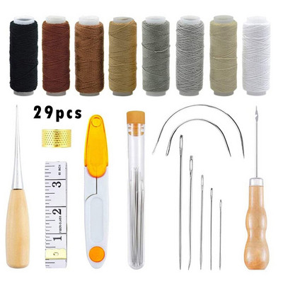 Επαγγελματικά δερμάτινα εργαλεία χειροτεχνίας με κερωμένο νήμα Groover Awl Kit Thimble Kit Ράψιμο Ράψιμο Ραπτικής Παντς Προμήθειες Ραφής Χεριών