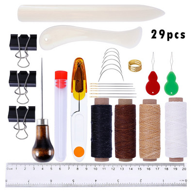 Επαγγελματικά δερμάτινα εργαλεία χειροτεχνίας με κερωμένο νήμα Groover Awl Kit Thimble Kit Ράψιμο Ράψιμο Ραπτικής Παντς Προμήθειες Ραφής Χεριών