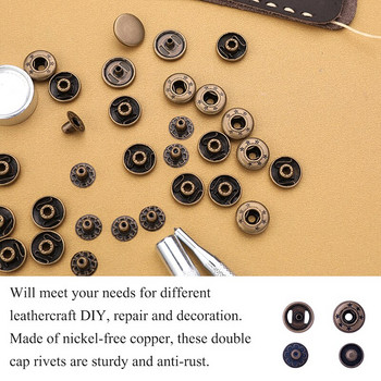 MIUSIE Професионален комплект кожени бутони за закопчаване Закопчалки за метални преси с инструменти за инсталиране за работа с кожени изделия