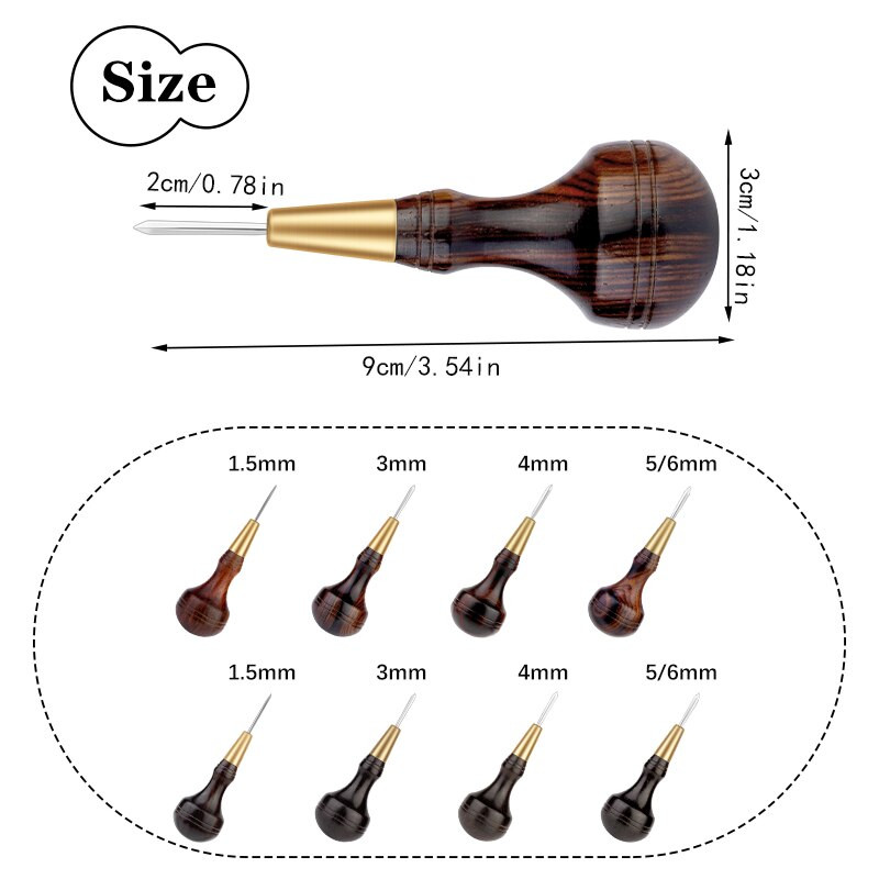 KAOBUY 1.5/3/4/5/6mm Χειροποίητα Δερμάτινα Είδη DIY Σανδαλόξυλο Diamond Awl Rosewood Diamond Cone Leather Awl Diamond Cone Diamond