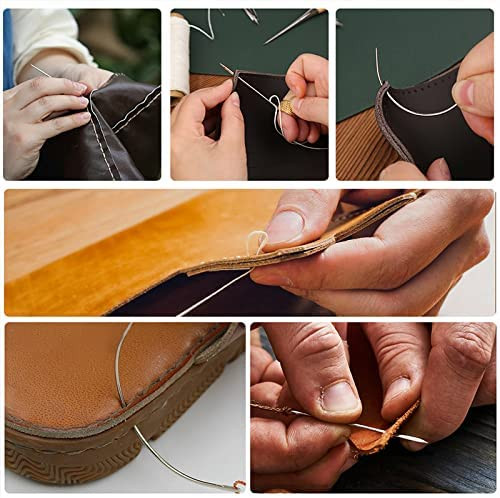 35 τμχ Δερμάτινα Εργαλεία Ραπτικής DIY Δερμάτινα Εργαλεία χειροτεχνίας Σετ εργαλείων ραφής χεριών με Σετ δακτυλήθρα με κερωμένο νήμα Groover Awl