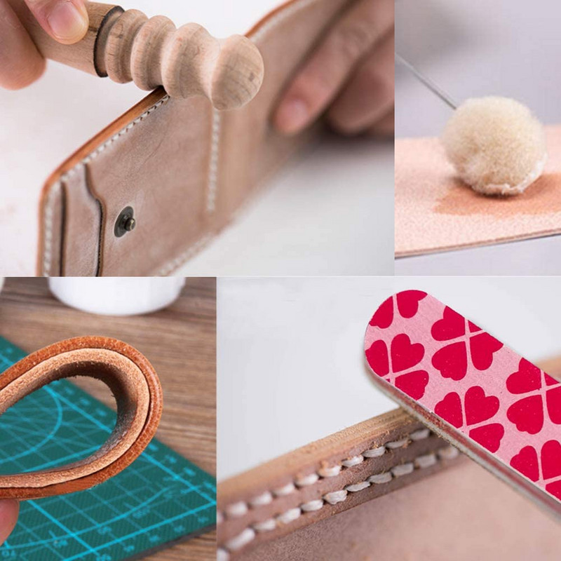 35 τμχ Δερμάτινα Εργαλεία Ραπτικής DIY Δερμάτινα Εργαλεία χειροτεχνίας Σετ εργαλείων ραφής χεριών με Σετ δακτυλήθρα με κερωμένο νήμα Groover Awl