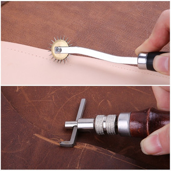 25Pcs Кожени работни инструменти за начинаещи Направи си сам комплект за изработване на кожа с 30M восъчен конец Шевно шило Groover Hole Punch Инструмент за дърворезба