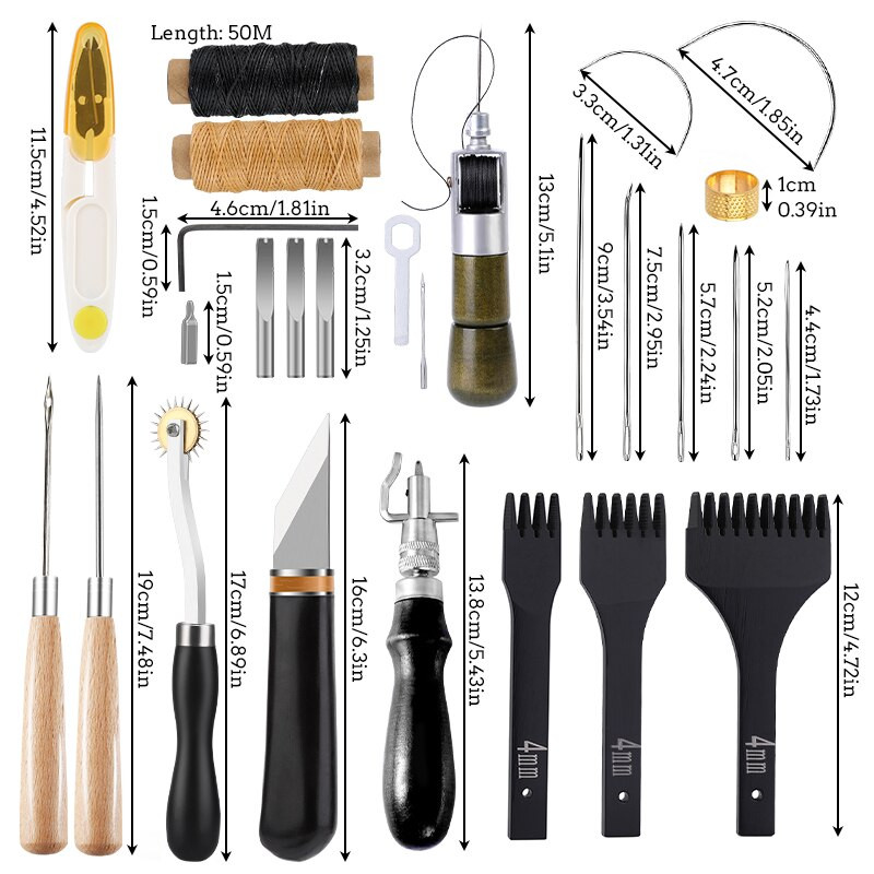 LMDZ professionaalsed nahast käsitöötööriistad Nahaõmbluskomplekt Käsiõmblus-stantsimistööriistad ja nahaõmblustarbed