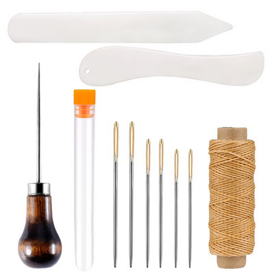 IMZAY 11/16 tk naha õmblustööriistade komplekt, 2 tk. luukortsuga nuga, vahatatud niit, suur silm, nahk, nüri nõel, meisterdamistööriistade komplekt