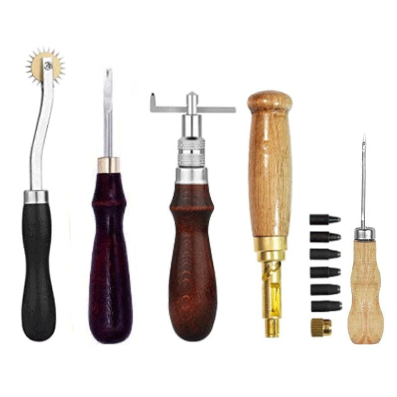 18 tk/komplekt Professionaalsete nahast käsitöötööriistade komplekt Käsiõmblus Õmblus Punch Nikerdamine Töö Sadula Komplekt Aksessuaarid DIY tööriistakomplekt
