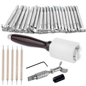 LMDZ ciocan cu mâner din lemn, forme diferite, set de instrumente de ștanțare a pielii, cuțit rotativ de tăiere, pix de foraj, set de instrumente pentru artizanat din piele