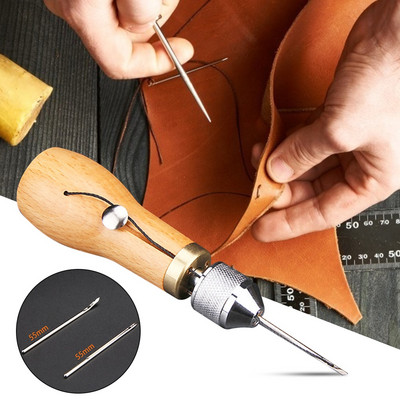 Комплект инструменти за шиене на кожа Ръчна шевна машина Speedy Stitcher Leather Craft Punch Шило за шиене Платно Обущар Ръчен инструмент за ремонт