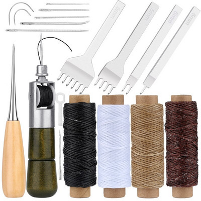 „Nonvor“ 17 vnt. odos siuvimo štampavimo įrankių rinkinys, rankinis siuvimas, susiuvimas, „pasidaryk pats“ odinis amatų rinkinys, skirtas batsiuviui taisyti