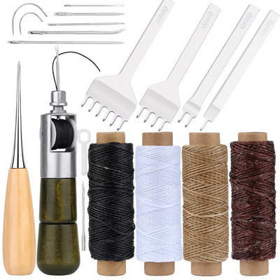 „Nonvor“ 17 vnt. odos siuvimo štampavimo įrankių rinkinys, rankinis siuvimas, susiuvimas, „pasidaryk pats“ odinis amatų rinkinys, skirtas batsiuviui taisyti