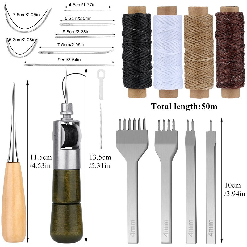 „Nonvor“ 17 vnt. odos siuvimo štampavimo įrankių rinkinys, rankinis siuvimas, susiuvimas, „pasidaryk pats“ odinis amatų rinkinys, skirtas batsiuviui taisyti