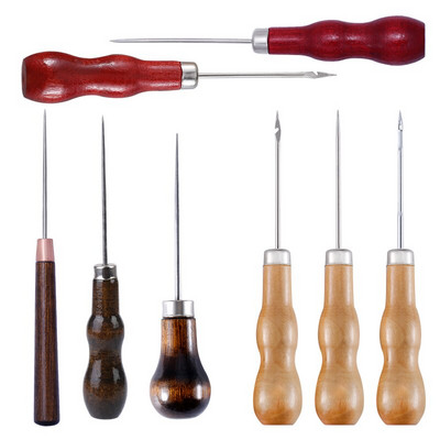 Ανθεκτικό Δερμάτινο Ξύλο Χειρολαβής Awl Tools Hand Stitcher Δερμάτινα Εργαλεία ραψίματος με Διαφορετικά Στυλ Για Σετ εργαλείων χειροτεχνίας από δέρμα DIY