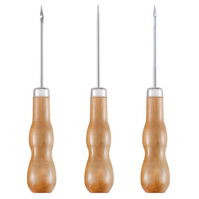 Vastupidav nahast puidust käepidemega Awl Tööriistad Käsitsi õmbleja Erinevate stiilidega nahast õmblustööriistad meisterdamiseks nahast käsitöötööriistade komplekti